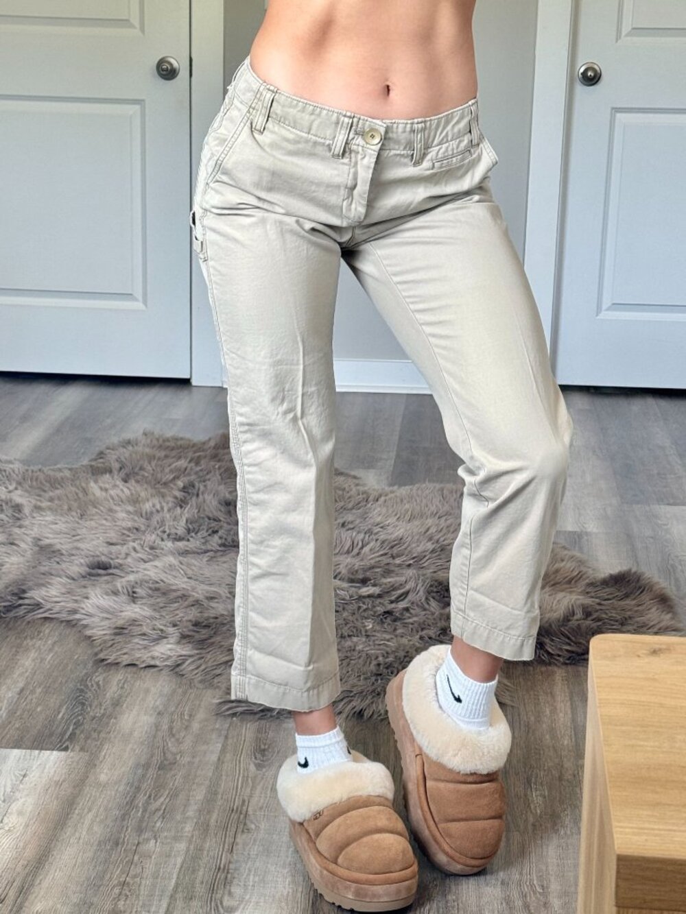 Gap Low Rise Capri Carpenter Trousers Size 4 Utility Beige Preppy Minimalist Y2K